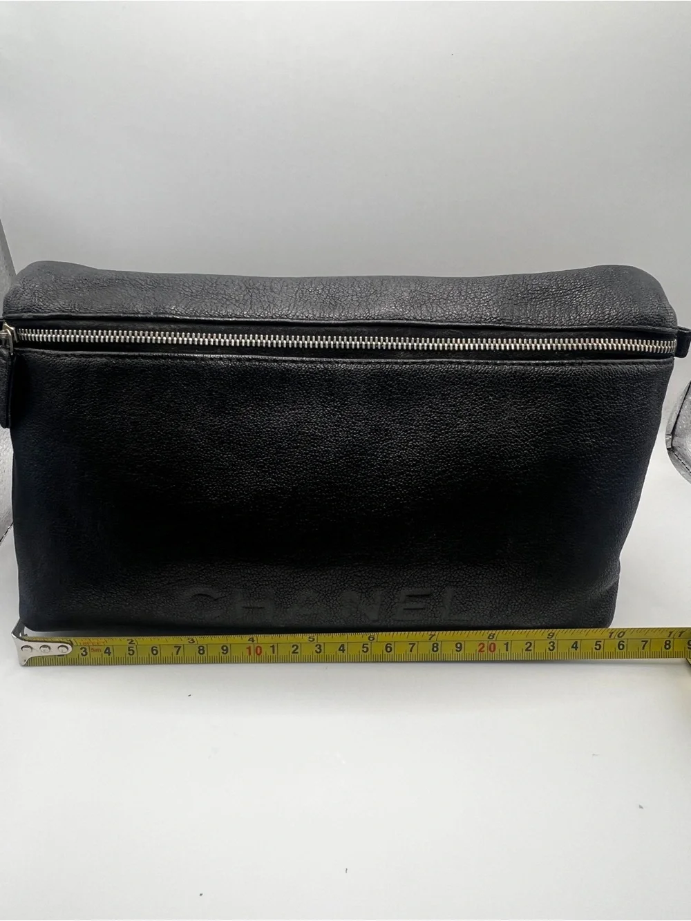 CHANEL Vintage Black Caviar Leather Large Toiletry Cosmetic Bag 11-Series